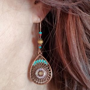 Hollow Water Drop Shaped Alloy Long Earrings women